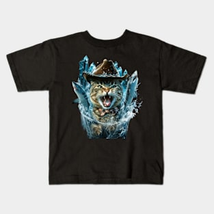 Cat Riding Shark Marine Thrill Kids T-Shirt